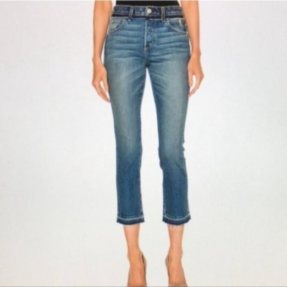 AMO Babe Cropped Button Fly Jeans in Rio Vista - Picture 1 of 6